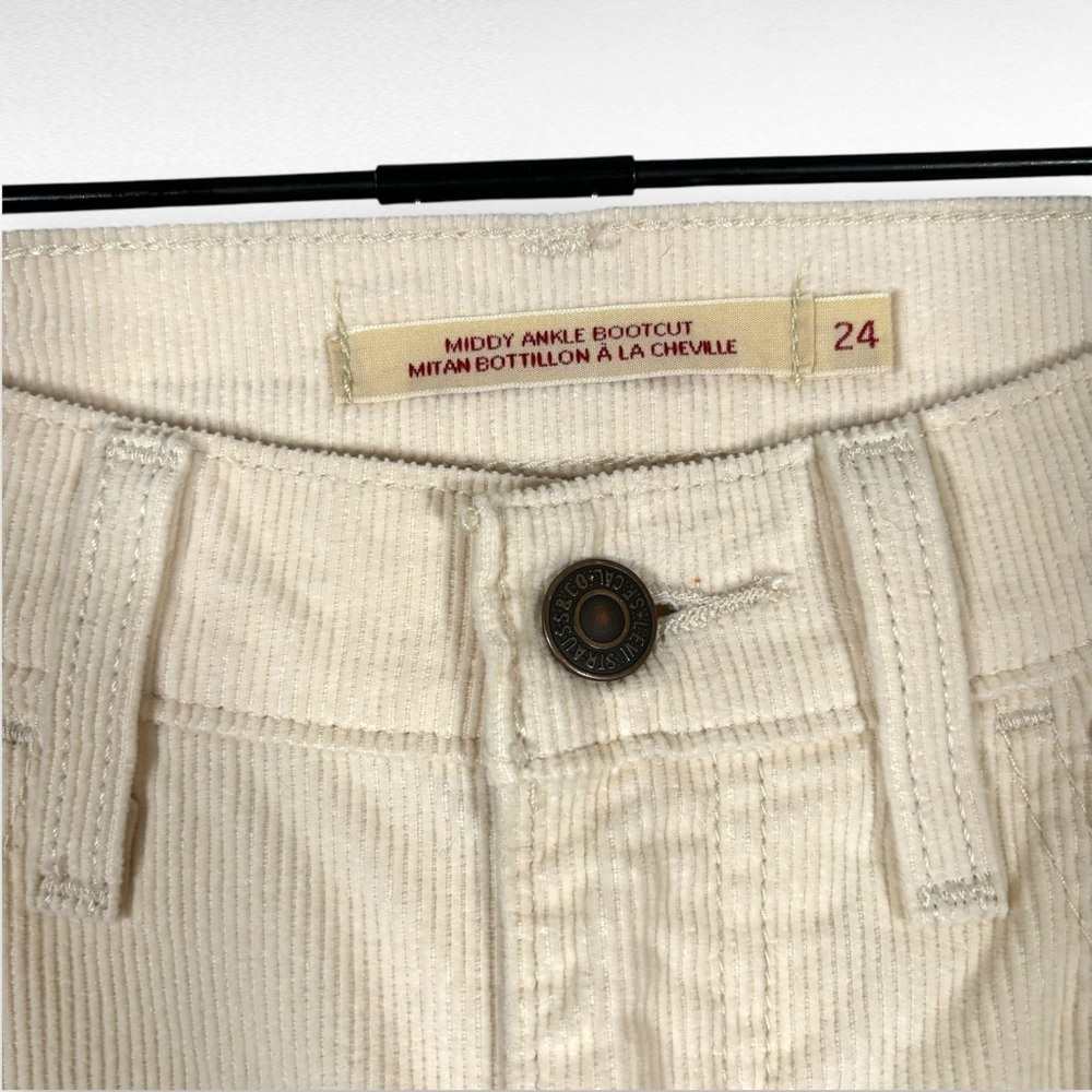 Levis Middy Ankle Bootcut Corduroy Jeans Pants Cream Casual Neutral Size 24 - Picture 12 of 14